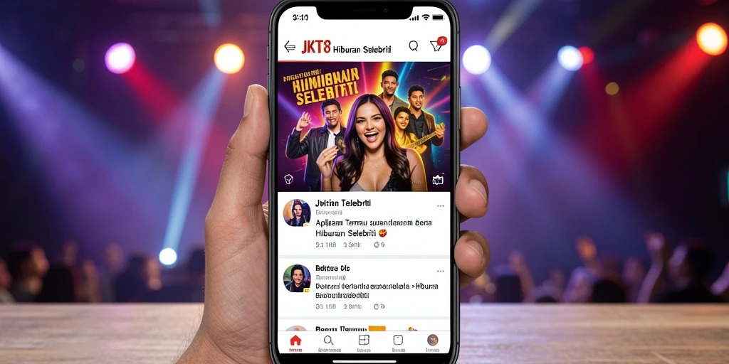 Tampilan antarmuka JKT8 yang menarik untuk berita hiburan selebriti.