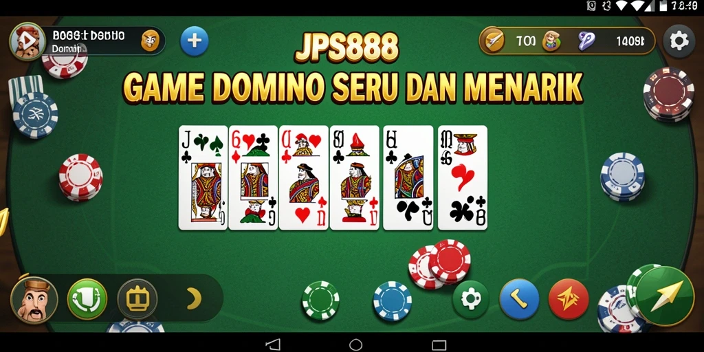 Antarmuka pengguna JPS888 yang menarik untuk permainan Domino.