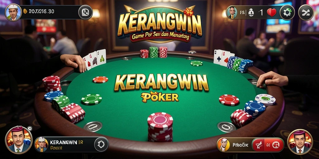 Antarmuka menarik dan interaktif dari KERANGWIN saat bermain Poker.