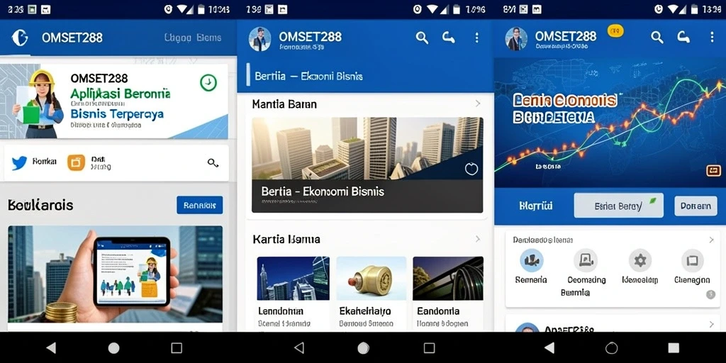 Tampilan antarmuka aplikasi OMSET288 dengan berita Ekonomi Bisnis terbaru.