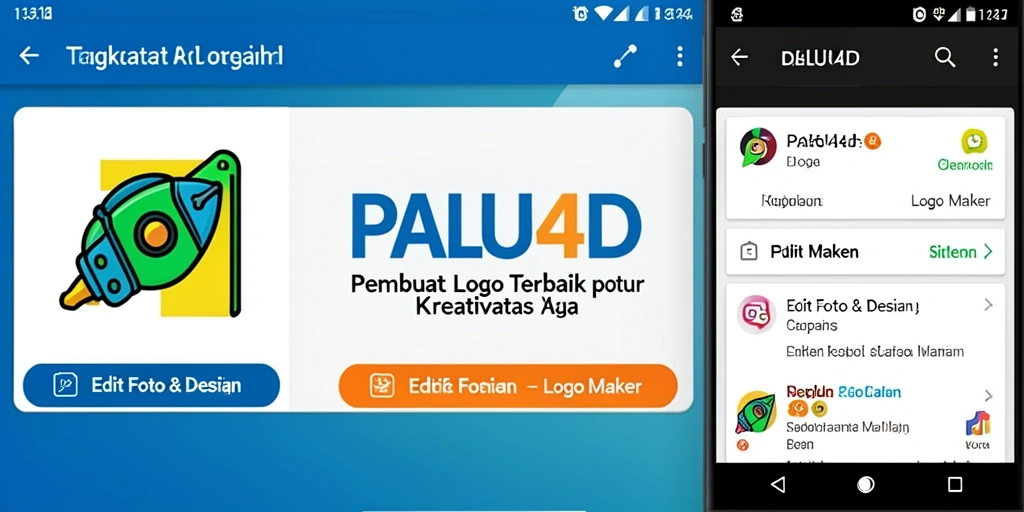 Tampilan antarmuka aplikasi PALU4D untuk membuat logo yang kreatif.