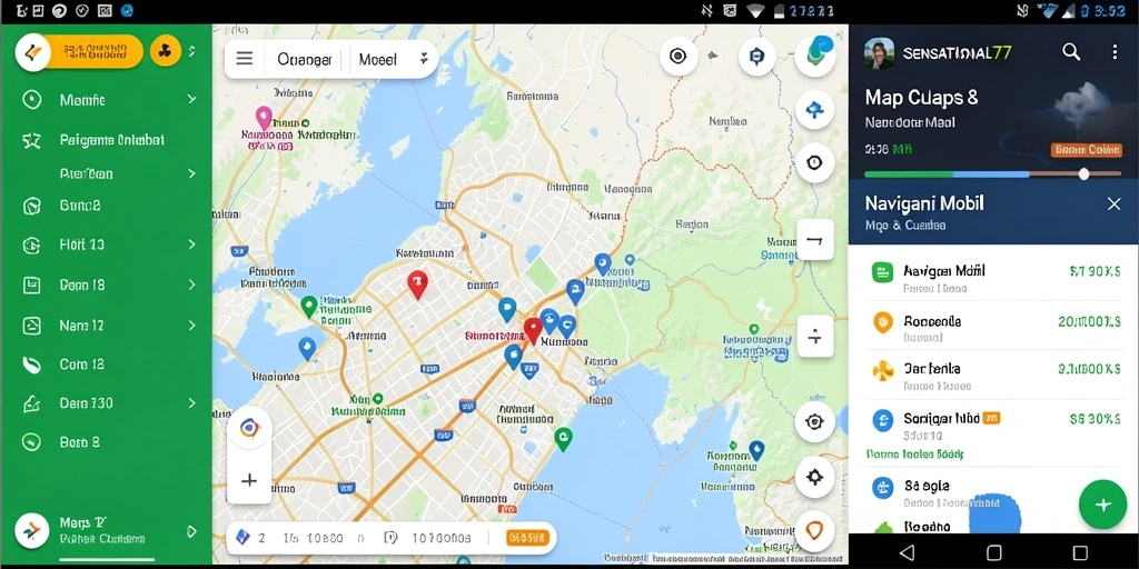 Tampilan antarmuka SENSATIONAL77 dengan fitur Navigasi Mobil yang intuitif.