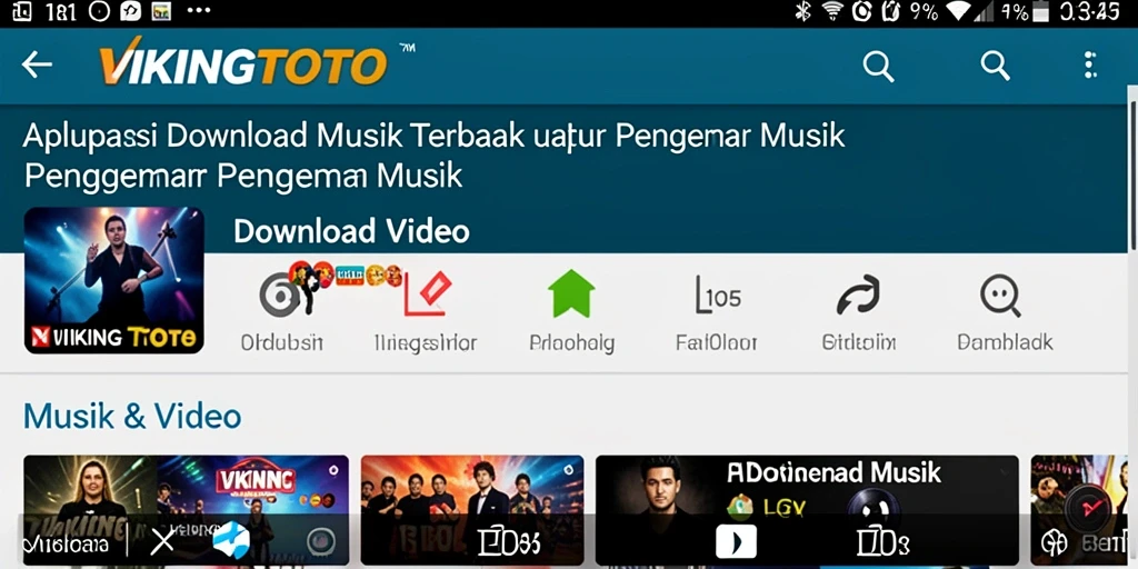 Antarmuka aplikasi VIKINGTOTO yang memudahkan pengguna mengunduh musik.